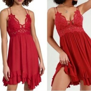 Free People Adella Slip Dress Midi Red Wine Color FP One size S